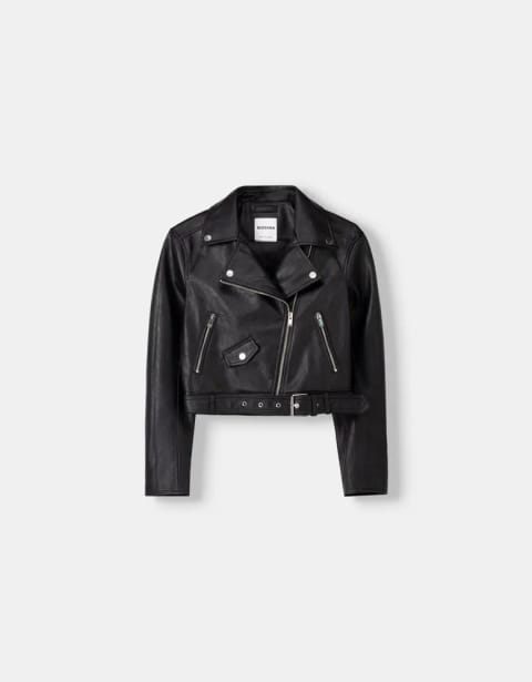 Bershka ژاکت چرم مصنوعی بایکر