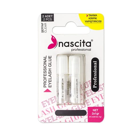 Nascita چسب مژه مصنوعی حرفه‌ای شفاف 2×1 گرم