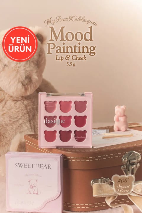 پالت رژ لب و محوی دسیک ۹ رنگ Mood Painting Lip & Cheek Palette (#06 Sweet Bear)