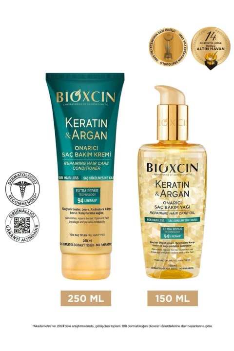 روغن مو ترمیم‌کننده و مغذی Bioxcin با کراتین و آرگان ۱۵۰ میلی‌لیتر