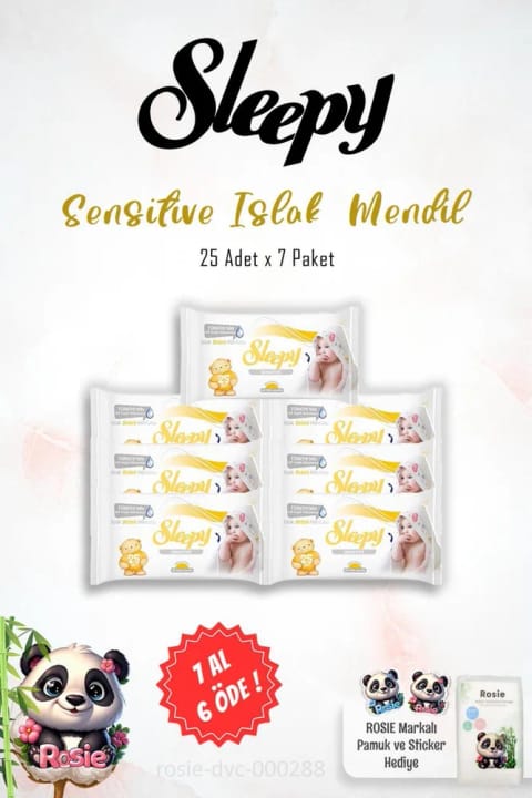 Sleepy Sensitive 25'li 7 Al 6 Öde Islak Havlu ve ROSIE