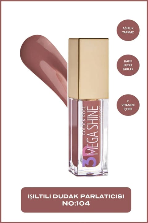 Golden Rose 3D Mega Shine Lipgloss - 104 - براق کننده لب