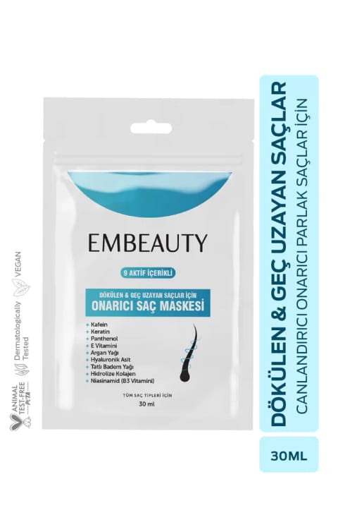 ماسک موی ترمیمی Embeauty با 9 ماده فعال برای موهای آسیب‌دیده و ریزشی