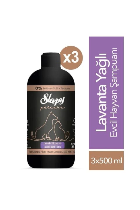 شامپوی حیوانات خانگی Sleepy Petcare با روغن اسطوخودوس ۳×۵۰۰ میلیلیتر
