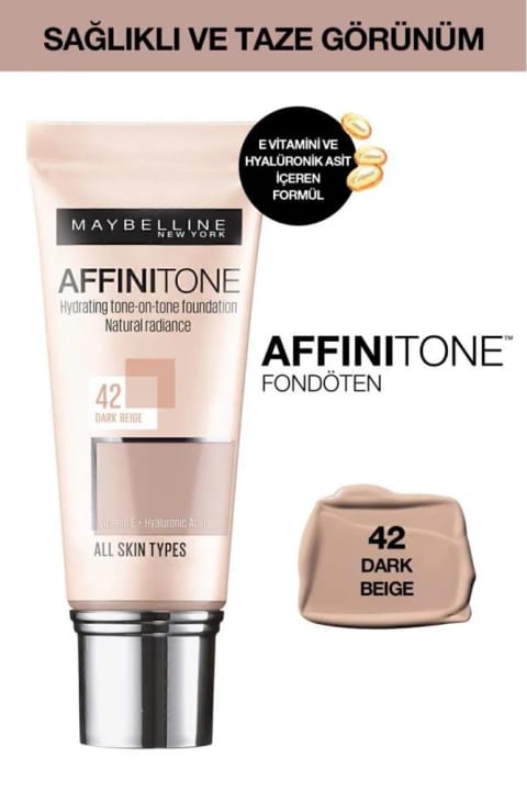 Maybelline New York فونداسیون مرطوبکننده - Affinitone Foundation شماره 42
