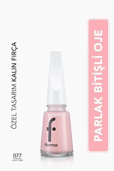 Flormar کلاسیک لاک ناخن براق با پیگمنت بالا - 077 Light Pink