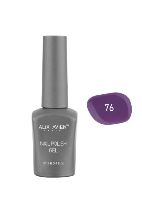 آلیکس آوین لاک دائمی بنفش ۷۶ - ژل لاک با رنگ دهی بالا ۱۲ میلی‌لیتر - Nail UV Gel Polish