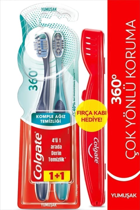 Colgate 360 مسواک نرم چندکاره محافظت کامل برای تمیزی دهان 1+1