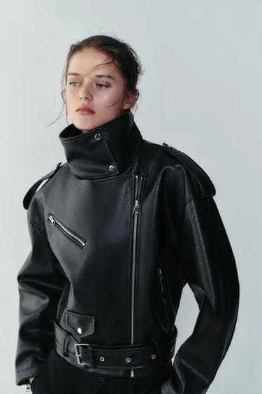 ژاکت بایکر چرم‌نما