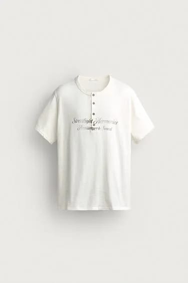 Zara تیشرت هنلی واشخورده