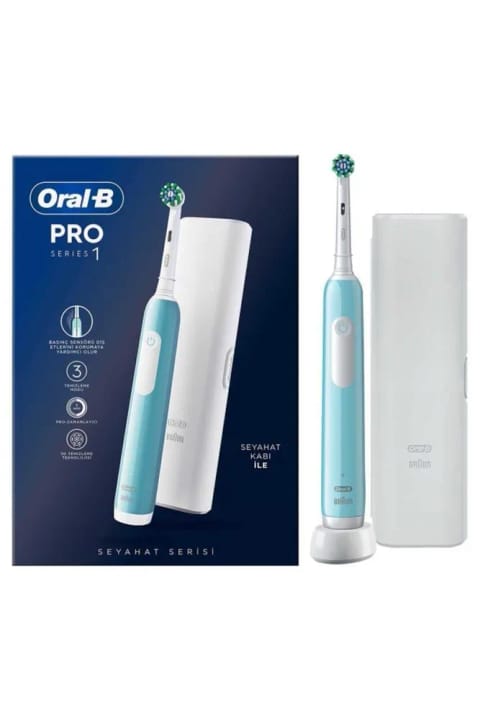Oral-B Pro Series 1 مسواک برقی آبی همراه با محفظه مسافرتی