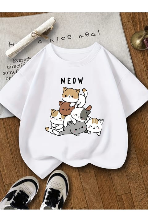 تیشرت نخی چاپ Meow کودک uyguntarz
