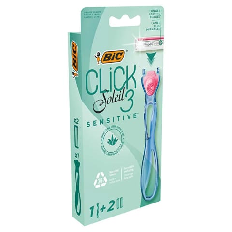 Bic Soleil Click 3 سیستم تیغ اصلاح زنانه 1+2 کارتریج