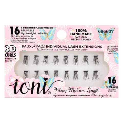 IONI 3D تک مژه جداگانه با نوک نازک متوسط - بسته ۱۶ عددی