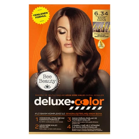 رنگ موی Bee Beauty Deluxe Color Kit 6.34 مسی قهوه‌ای