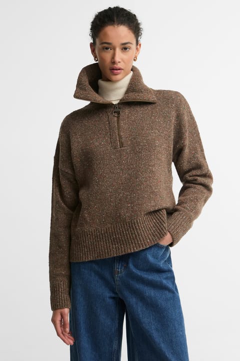 پلیور بافت نیمهزیپ Barbour Lavensdale BE74 Deep Camel