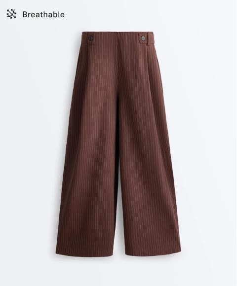 Pinstripe شلوار پیکه کتان گشاد مچ کوتاه