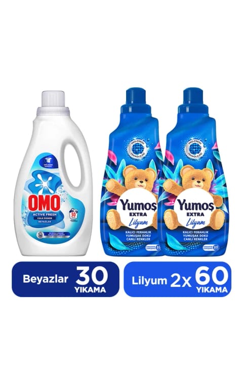 Omo Active Fresh Cold Power مایع لباسشویی مخصوص سفیدها 1500 میلیلیتر + هدیه