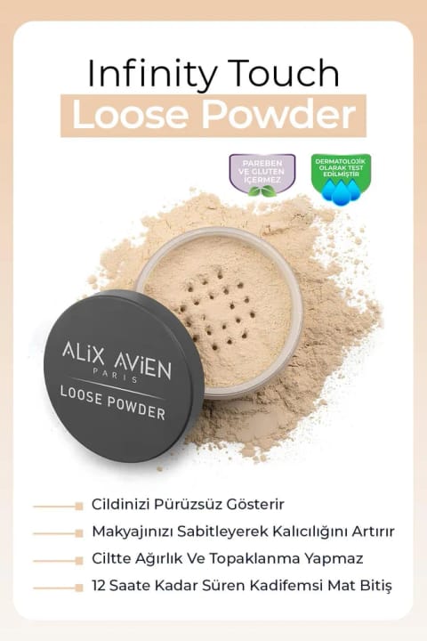 Alix Avien پودر فیکس ابریشمی - مات‌کننده - Loose Powder 04 De...