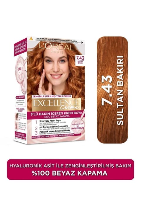 رنگ مو L'Oreal Paris Excellence Creme 7.43 Sultan Bakırı