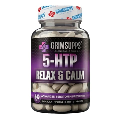قرص Grimsupps 5-HTP Relax & Calm حاوی L-Theanine، Rhodiola و عصاره‌های گیاهی، ۶۰ عدد