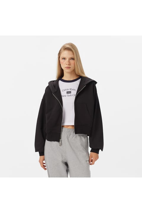 سویشرت زنانه مشکی Calvin Klein فرنچ تری با لوگوی برچسبی