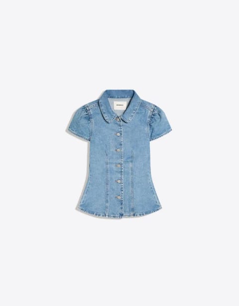 Balloon Denim تاپ آستین کوتاه
