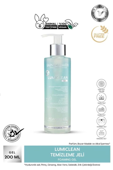 SAINT DE LUMIERE LUMICLEAN ژل پاک‌کننده مرطوب‌کننده و ترمیم‌کننده سد پوستی ۲۰۰...