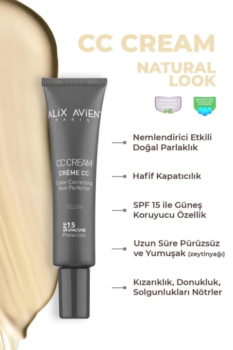 Alix Avien CC کرم رنگی زرد SPF 15