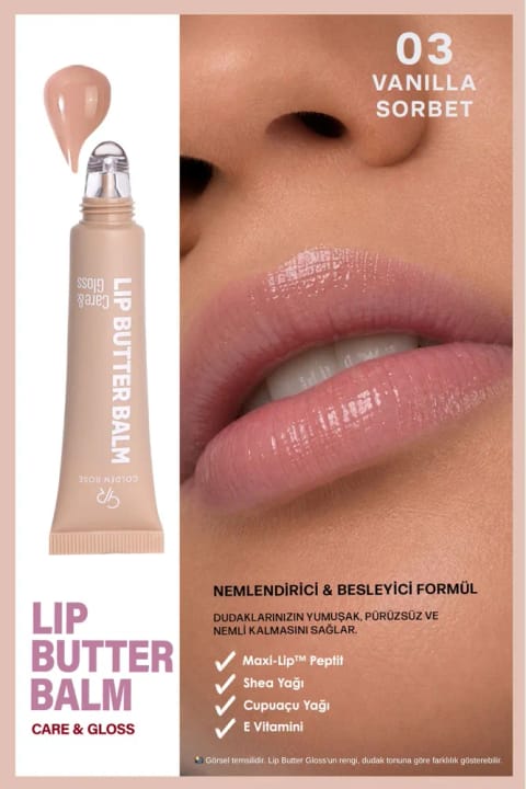 Golden Rose Lip Butter Balm شماره 03 وانیل سوربت - مرطوبکننده و براقکننده...