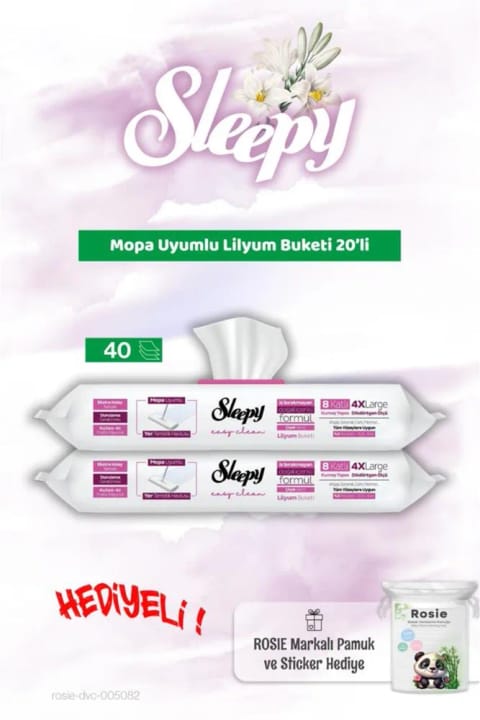 Sleepy دستمال تمیزکننده سطح سازگار با تی Lilyum 20 عددی × 2 و پنبه بچه Rosie