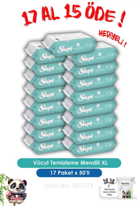 Sleepy دستمال مرطوب بدن XL بسته ۵۰ عددی و ROSIE