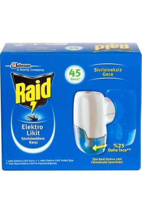 Raid ضد پشه ۴۵ شب دستگاه الکترو مایع + ۱ یدکی