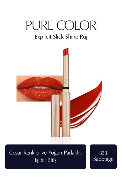 رژ لب براق Estee Lauder مدل Pure Color Explicit Slick Shine - رنگ Ren... — 333 Sabotage