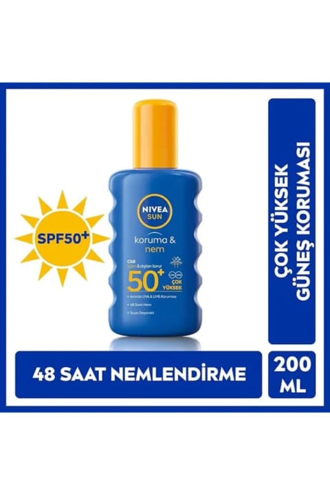 NIVEA ضدآفتاب اسپری محافظت و مرطوبکننده SPF 50+ ضد لک ۲۰۰ میلیلیتر