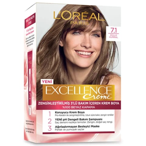 Loreal Paris Excellence Creme رنگ مو - 7.1 خاکستری دودی