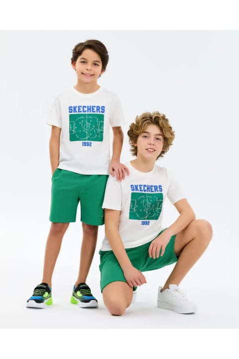 SKECHERS تیشرت گرافیکی Regular Fit پسرانه بزرگ، سفید