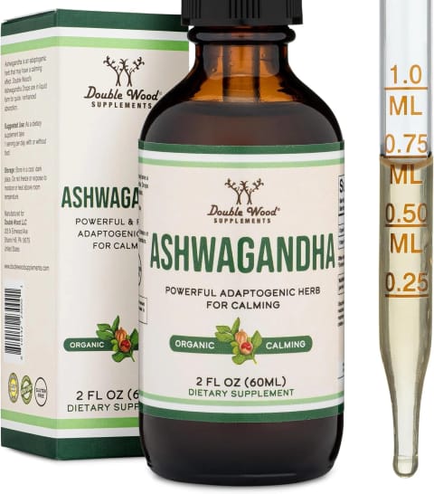 قطره خوراکی Ashwagandha Double Wood ۱٬۲۰۰ میلی‌گرمی، عصاره ریشه، ۶۰ سروینگ