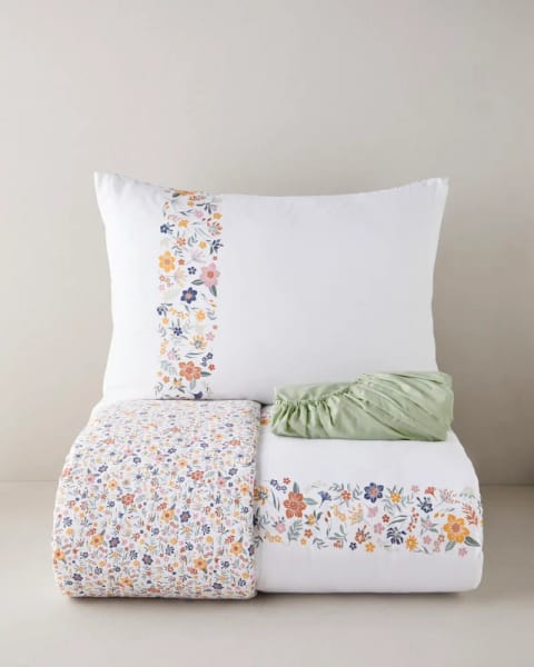 ست روتختی یک نفره با ملحفه Bloomy Lines پنبه‌ای 160x220 سانتی‌متر زرد