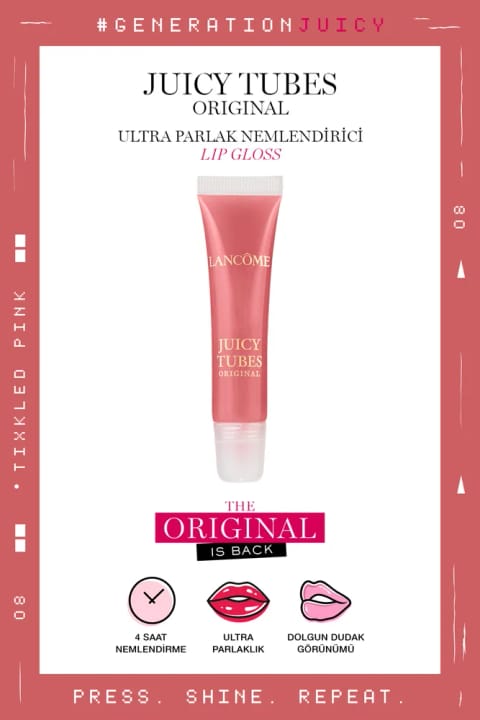 Lancome Juicy Tubes Lip Gloss مرطوبکننده و براقکننده لب 08 Tickled Pink