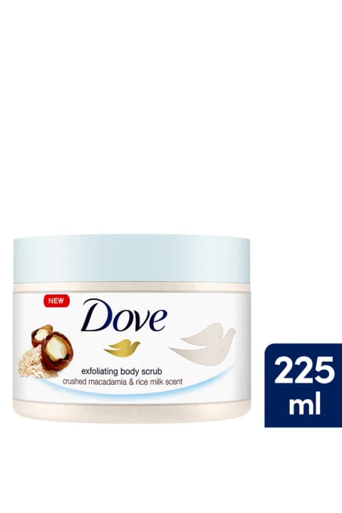Dove اسکراب بدن ماکادمیا و شیر برنج 225 میلی‌لیتر