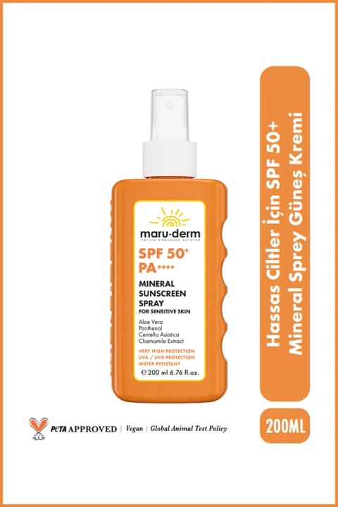 Maru.Derm اسپری ضدآفتاب معدنی مخصوص پوست حساس SPF 50+ PA++++ 200 میلیلیتر