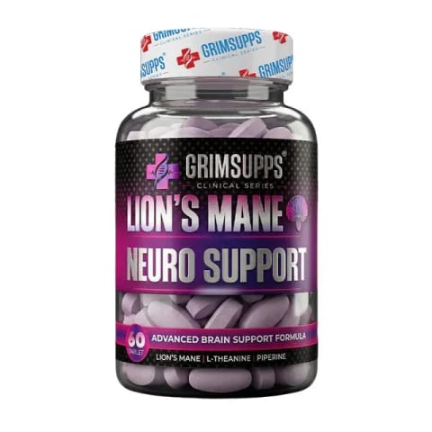 قرص حمایت عصبی GRIMSUPPS LION'S MANE با L-THEANINE و N-ACETYL TYROSINE ۶۰ عددی