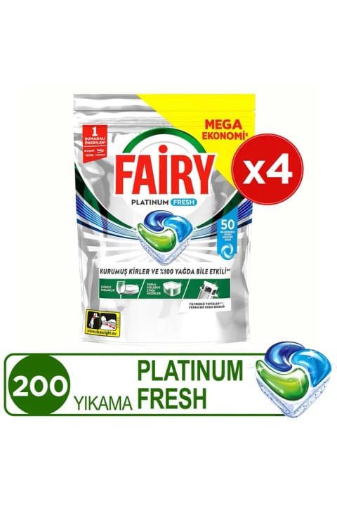 Fairy Platinum Fresh ماشین‌ظرفشویی کپسولی ۵۰ شستشو x4