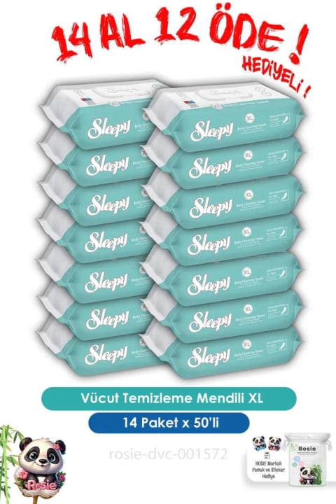 Sleepy 14 AL 12 ÖDE دستمال مرطوب بدن سایز XL بسته 50 عددی