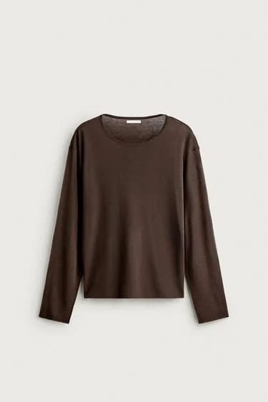 تیشرت کشباف نیمه‌شفاف Zara