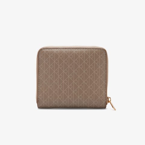 کیف پول زیپدار مربعی بژ زنانه Calvin Klein Emblem