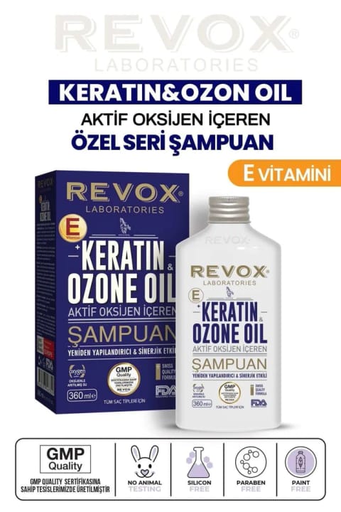 Revox Keratin & Ozon Oil حاوی اکسیژن فعال و ویتامین E برای بازسازی مو