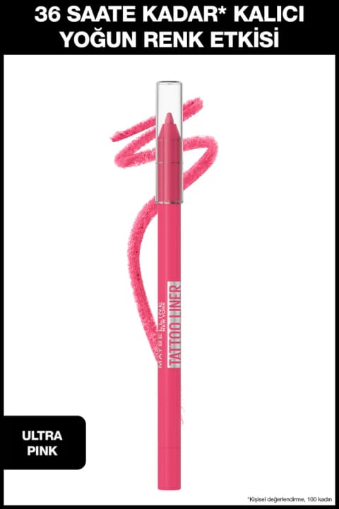 مداد چشمی ژله‌ای Tattoo Liner Maybelline New York - اولترا پینک - صورتی