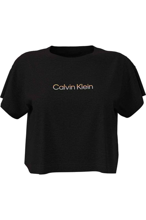 تیشرت آستینکوتاه یقهگرد Calvin Klein زنانه با لوگو، نخی و جاذب رطوبت